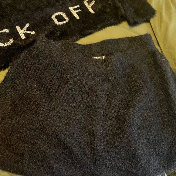 Nasty Gal Black Cropped F*ck Off Sweater Set - Picture 5 of 6